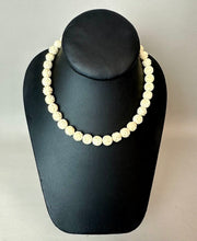 Load image into Gallery viewer, Vintage Carved Bone Rose Bead Necklace (15")
