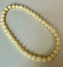 Load image into Gallery viewer, Vintage Carved Bone Rose Bead Necklace (15")
