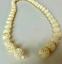 Load image into Gallery viewer, Vintage Carved Bone Rose Bead Necklace (15")
