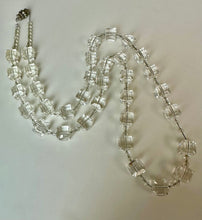 Load image into Gallery viewer, Vintage Czech Glass Clear Faceted Cube Beaded Necklace (34")
