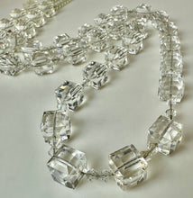 Load image into Gallery viewer, Vintage Czech Glass Clear Faceted Cube Beaded Necklace (34")
