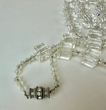 Load image into Gallery viewer, Vintage Czech Glass Clear Faceted Cube Beaded Necklace (34")
