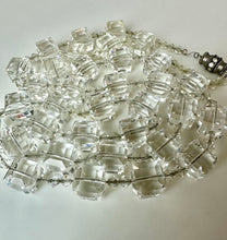 Load image into Gallery viewer, Vintage Czech Glass Clear Faceted Cube Beaded Necklace (34")
