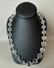 Load image into Gallery viewer, Vintage Czech Glass Clear Faceted Cube Beaded Necklace (34")
