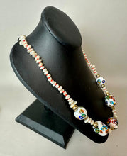 Load image into Gallery viewer, Vintage Millefiori Glass Bead Freshwater Pearl Necklace (28")
