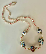 Load image into Gallery viewer, Vintage Millefiori Glass Bead Freshwater Pearl Necklace (28")
