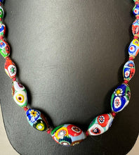 Load image into Gallery viewer, Vintage Millefiori Glass Graduated Bead Knotted Necklace (21")
