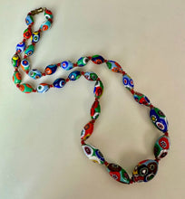Load image into Gallery viewer, Vintage Millefiori Glass Graduated Bead Knotted Necklace (21")
