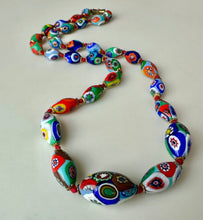 Load image into Gallery viewer, Vintage Millefiori Glass Graduated Bead Knotted Necklace (21")
