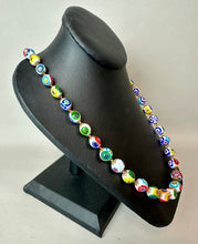 Load image into Gallery viewer, Vintage Millefiori Glass Bead Knotted Necklace (28"))

