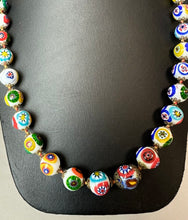 Load image into Gallery viewer, Vintage Millefiori Glass Bead Knotted Necklace (28"))
