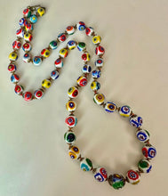 Load image into Gallery viewer, Vintage Millefiori Glass Bead Knotted Necklace (28"))
