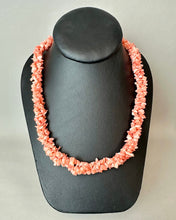 Load image into Gallery viewer, Angel Skin Coral Chip Twisted Multi-Strand 22" Necklace &amp; 2.25" Earrings Set

