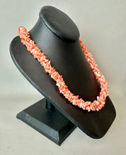 Load image into Gallery viewer, Angel Skin Coral Chip Twisted Multi-Strand 22" Necklace &amp; 2.25" Earrings Set
