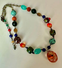 Load image into Gallery viewer, Treska Art Glass Resin Clay Mixed Media Necklace (22")
