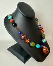 Load image into Gallery viewer, Treska Art Glass Resin Clay Mixed Media Necklace (22")
