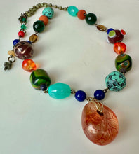 Load image into Gallery viewer, Treska Art Glass Resin Clay Mixed Media Necklace (22")
