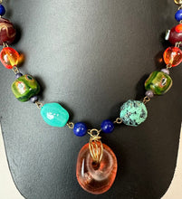 Load image into Gallery viewer, Treska Art Glass Resin Clay Mixed Media Necklace (22")
