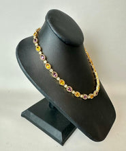 Load image into Gallery viewer, D'Orlan Gold Plated Amethyst Citrine Colored Swarovski Crystal Link 16.5" Necklace &amp; 0.75" Clip Earrings Set
