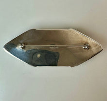 Load image into Gallery viewer, Sterling Baltic Amber Onyx Geometric Bar Brooch Pin (3")

