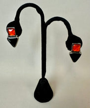 Load image into Gallery viewer, Sterling Baltic Amber Onyx Geometric Earrings (1.25")
