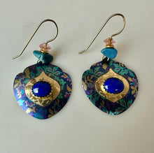 Load image into Gallery viewer, Holly Yashi Nobium Lapis Fan Earrings (1.75")
