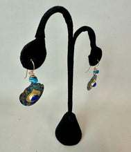 Load image into Gallery viewer, Holly Yashi Nobium Lapis Fan Earrings (1.75")
