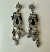 Load image into Gallery viewer, Banana Bob Silverox Flower Purple Rhinestone Chandelier Earrings (2.5")
