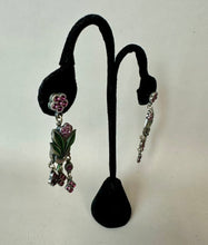 Load image into Gallery viewer, Banana Bob Silverox Flower Purple Rhinestone Chandelier Earrings (2.5")
