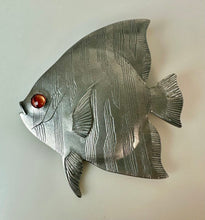 Load image into Gallery viewer, Vintage Amos Pewter Angel Fish Brooch Pin (2.75")
