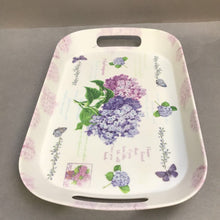 Load image into Gallery viewer, Vintage Serving Tray Purple Hydrangea Print (2x9x14)
