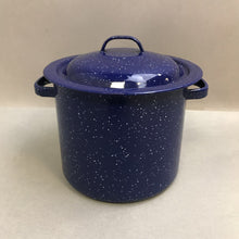 Load image into Gallery viewer, Speckled Blue &amp; White Enamel Pot (6x7.5x7.5)
