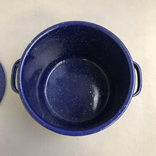 Load image into Gallery viewer, Speckled Blue &amp; White Enamel Pot (6x7.5x7.5)
