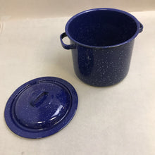 Load image into Gallery viewer, Speckled Blue &amp; White Enamel Pot (6x7.5x7.5)
