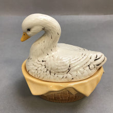 Load image into Gallery viewer, Vintage White Duck Goose On Brown Nest Basket Dish (6")
