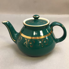 Load image into Gallery viewer, Vintage Hall USA 6 Cup Dark Green &amp; Gold Teapot
