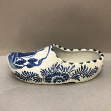 Load image into Gallery viewer, Delft-Style Blue &amp; White Ceramic Windmill Shoe / Clog Planter (~3x8x3)
