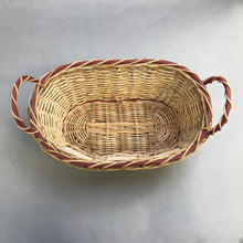 Load image into Gallery viewer, Vintage Wicker Basket With Ceramic Fruit Panels (15x7x9)
