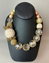 Load image into Gallery viewer, Lenora Dame Mixed Textile Acrylic Rhinestone Faux Pearl Chunky Bead Statement Necklace (21")
