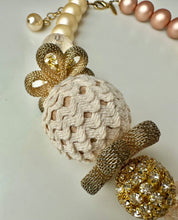 Load image into Gallery viewer, Lenora Dame Mixed Textile Acrylic Rhinestone Faux Pearl Chunky Bead Statement Necklace (21")
