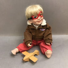 Load image into Gallery viewer, Danbury Mint Porcelain Doll - Tommy the Aviator Pilot (9.5")
