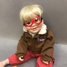 Load image into Gallery viewer, Danbury Mint Porcelain Doll - Tommy the Aviator Pilot (9.5")
