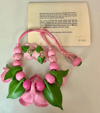 Load image into Gallery viewer, Vintage Libby Nicholson Handmade Clay Pink Roses 20" Necklace &amp; 1.25" Earrings Set
