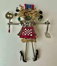 Load image into Gallery viewer, Vintage Carette by Ganz Mixed Media Dangle Legs Cooking Girl Brooch Pin (3")
