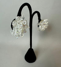 Load image into Gallery viewer, Vintage Aurora Borealis Clear Crystal Cluster Clip Earrings (1.5")
