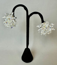 Load image into Gallery viewer, Vintage Aurora Borealis Clear Crystal Cluster Clip Earrings (1.5")
