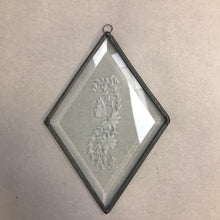 Load image into Gallery viewer, Diamond Shape Window Glass Art Etched Flowers &amp; Butterfly (9x6)

