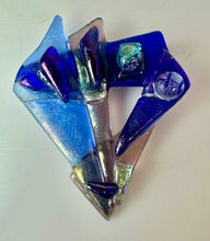Load image into Gallery viewer, Earesistibles Artisan Fused Glass Blue &amp; Purple Brooch Pin (2.25")
