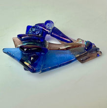 Load image into Gallery viewer, Earesistibles Artisan Fused Glass Blue &amp; Purple Brooch Pin (2.25")
