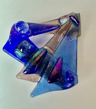 Load image into Gallery viewer, Earesistibles Artisan Fused Glass Blue &amp; Purple Brooch Pin (2.25")
